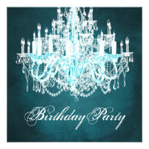 Vintage Chandelier Womans 40th Birthday Party Personalized Announcements
