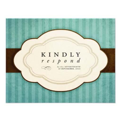 Vintage Charm Blue & Chocolate Response Cards Personalized Invitations