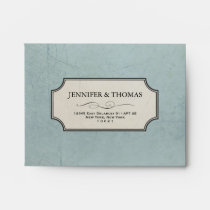 Vintage Charm Blue Custom RSVP A2 Envelope envelopes