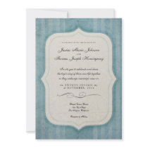 Vintage Charm Blue Monogram Wedding Invitations
