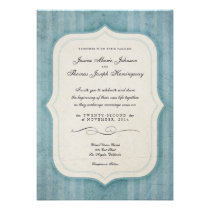 Vintage Charm Blue Monogram Wedding Invitations invitations