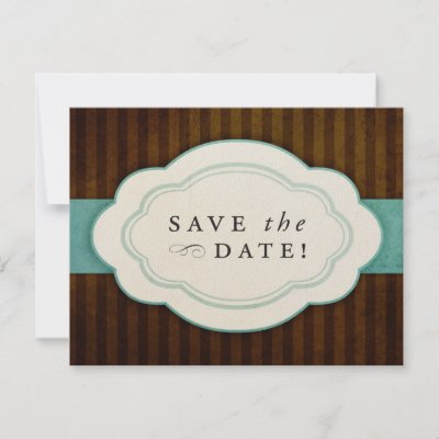 Vintage Charm Brown Tiffany Blue Save the Dates Custom Invitations by 
