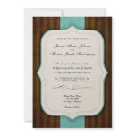 Vintage Charm Brown &amp; Tiffany Blue Wedding Invites