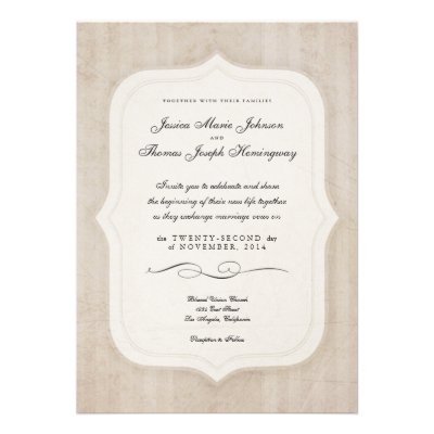 Vintage Charm Cream Monogram Wedding Invitations