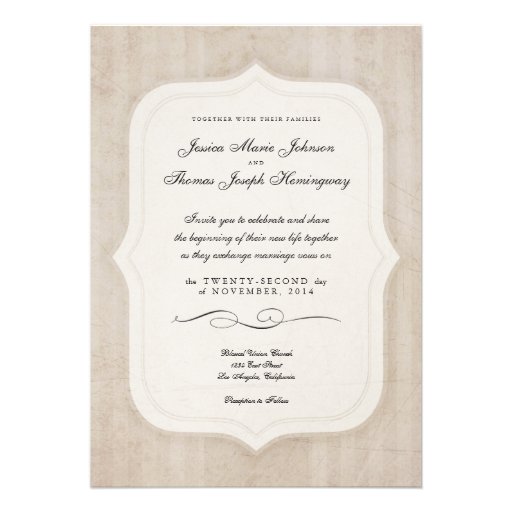 Vintage Charm Cream Monogram Wedding Invitations