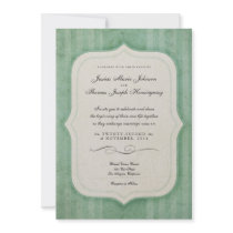 Vintage Charm Green Monogram Wedding Invitations
