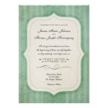 Vintage Charm Green Monogram Wedding Invitations