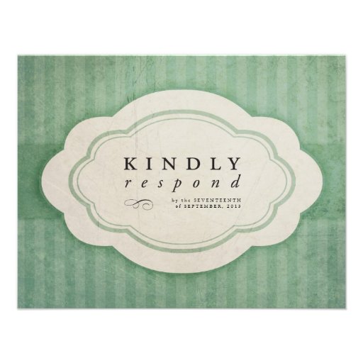 Vintage Charm Green Wedding Response Cards Invites