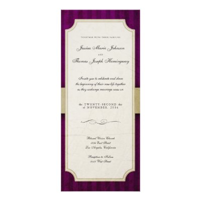 Vintage Charm Ivory & Aubergine Monogram Wedding Invitations