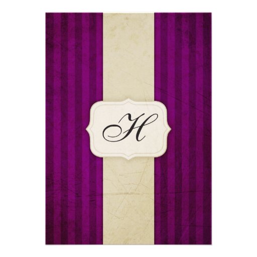 Vintage Charm Ivory & Aubergine Wedding Invites