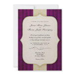Vintage Charm Ivory &amp; Aubergine Wedding Invites