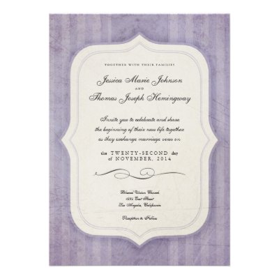 Vintage Charm Lilac Monogram Wedding Invitations