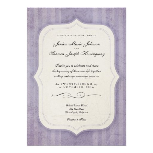 Vintage Charm Lilac Monogram Wedding Invitations