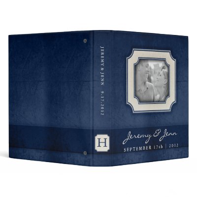 Vintage Charm Navy Blue Monogram Wedding Binder
