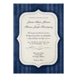 Vintage Charm Navy Monogram Wedding Invitations
