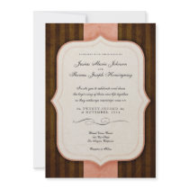 Vintage Charm Pink & Chocolate Monogram Wedding Invitations