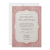 Vintage Charm Pink Monogram Wedding Invitations