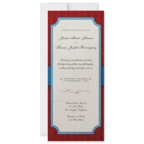 Vintage Charm Red & Blue Monogram Wedding Personalized Invites