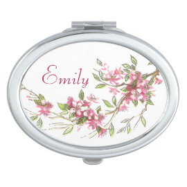 Vintage Cherry Blossoms Mirror For Makeup