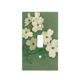 Vintage Cherry Blossoms Soft Green Light Switch Plate
