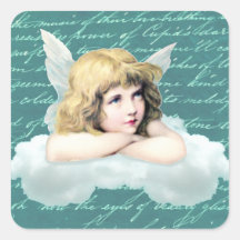 Vintage cherub angel on a cloud