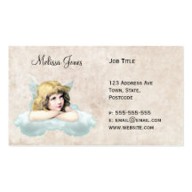 Vintage cherub angel on a cloud business card
