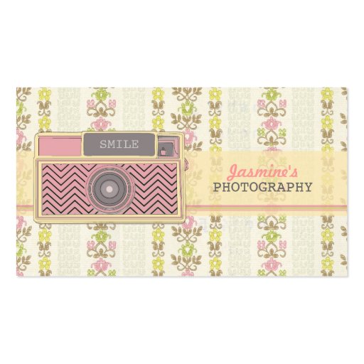 Vintage Chevron Camera Photography Business Cards (front side)