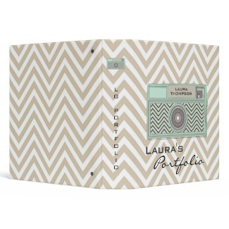 Vintage Chevron Camera Photography Portfolio Vinyl Binders