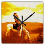 Vintage Cheyenne Warrior Square Wall Clock