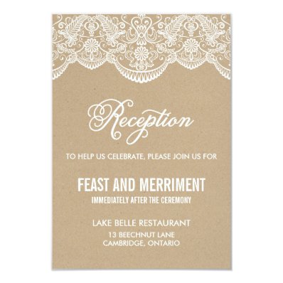 Vintage Chic Brocade Lace Wedding Reception Card Invitations