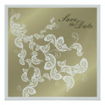 Vintage Chic Elegant Floral Peacock Save The Date Personalized Announcements