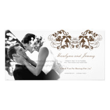 Vintage Chic Floral Flourish Wedding Thank You Picture Card