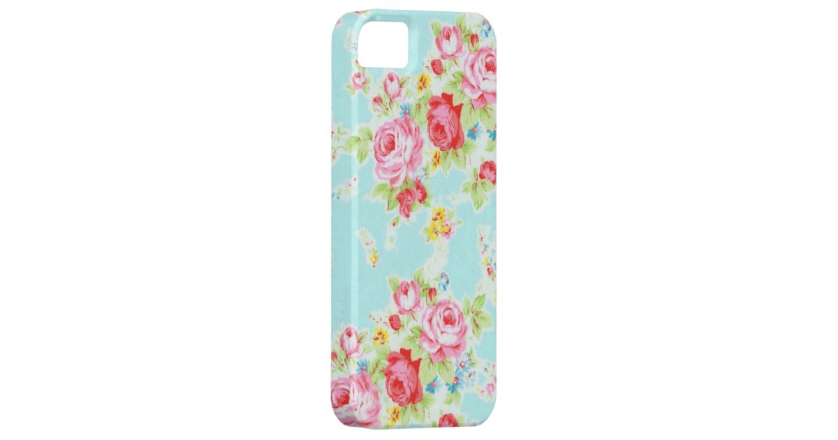 Vintage chic floral roses blue rose flowers shabby iPhone SE/5/5s case