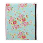 Vintage chic floral roses blue shabby rose flowers iPad folio case
