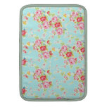 Vintage chic floral roses blue shabby rose flowers sleeves for MacBook air