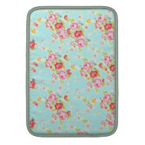 Vintage chic floral roses blue shabby rose flowers sleeves for  MacBook air at Zazzle