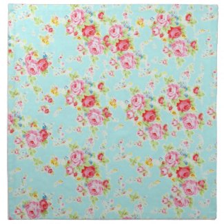 Vintage chic floral roses blue shabby rose flowers cloth napkins