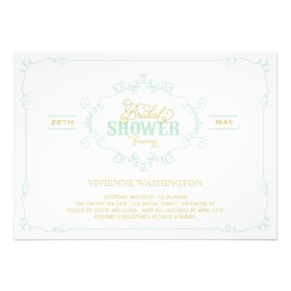 Vintage Chic Flourish Mint Bridal Shower Invite