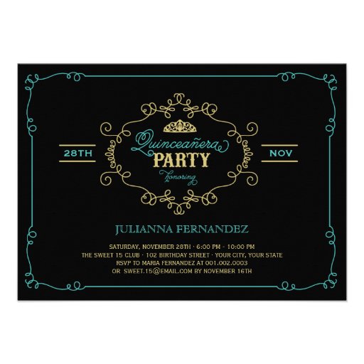 Vintage Chic Flourish Quinceanera Birthday Party Personalized Announcement
