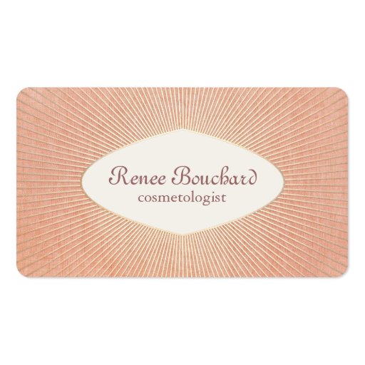 Vintage Chic Gold Sunburst Salmon Pink Cosmetology Business Cards (front side)