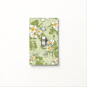 Vintage Chic Green Floral Pattern Light Switch Cover