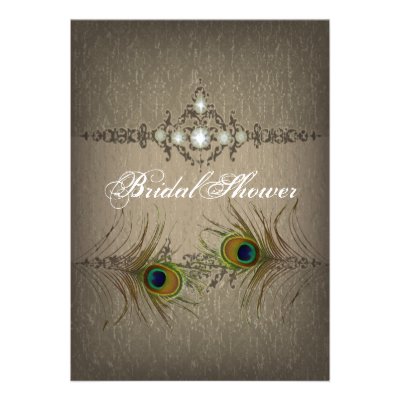 Vintage chic peacock Bridal Shower invitation