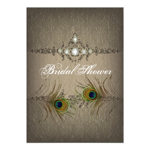 Vintage chic peacock Bridal Shower invitation