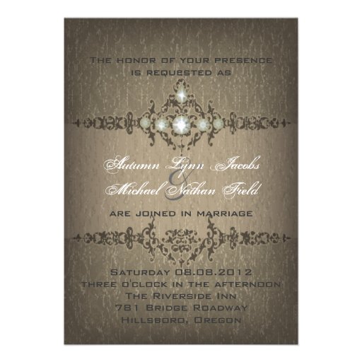 Vintage chic peacock wedding invitation