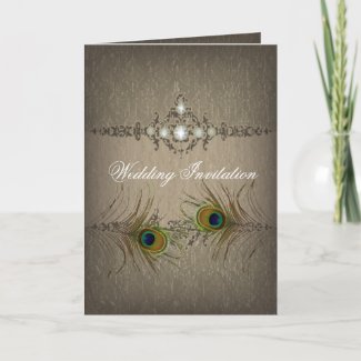 Vintage chic peacock wedding invitation cards