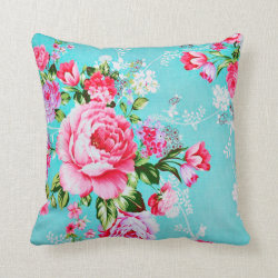 Vintage Chic Pink Flowers Floral Decorative Pillow