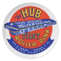 Vintage Chicago Roller Rink Dinner Plate