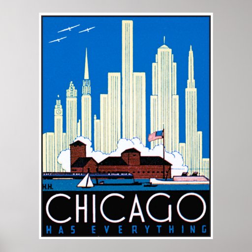 Vintage Chicago Skyline Poster