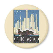 Vintage Chicago Travel Poster Fridge Magnet