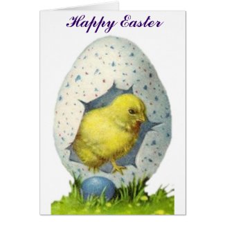 Vintage Chick And Easter Egg Card